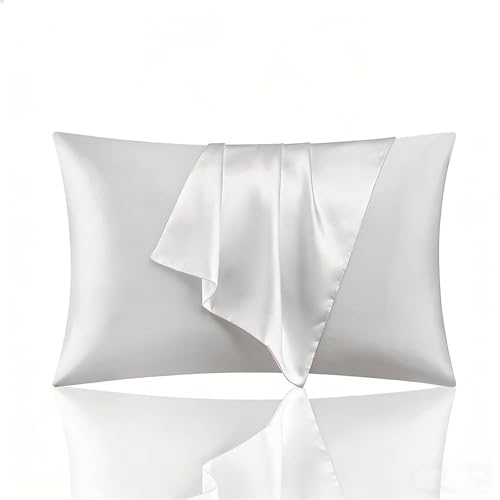 Federa in pura seta per capelli e pelle, senza cerniera, federa in raso, liscia, morbida, traspirante, ipoallergenica, standard, 50 x 75 cm, regalo da viaggio per donne