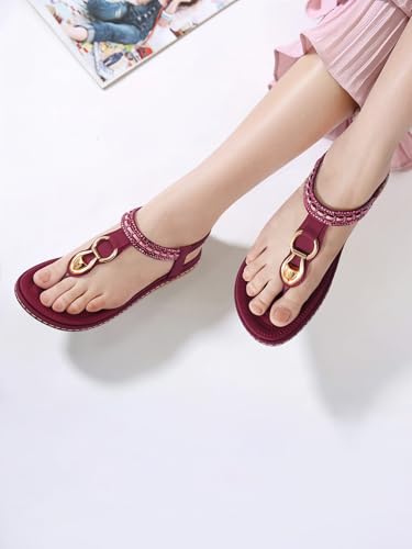 Image of SHIBEVER Flat Sandals for Women Dressy: Comfortable Thong Slip On Sandal