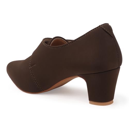 Image of Stylish Comfortable Block Pump Heels Perfect for Winter, Elegant Party Black and Brown Sandals for Womens & Girls