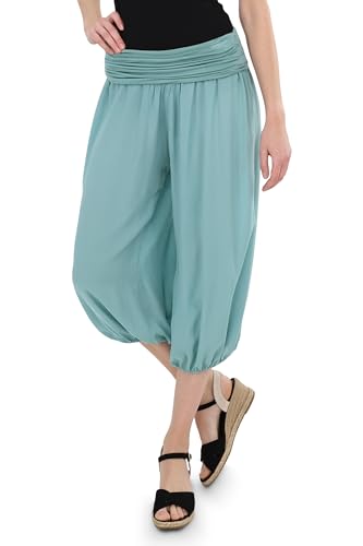Malito - Pantalon Sarouel Court Femme - Taille Unique - En Coton - Pantalon 3/4 Pour La Danse, La Détente Et Le Yoga - Pantalon Capri Longueur Genou - Jade