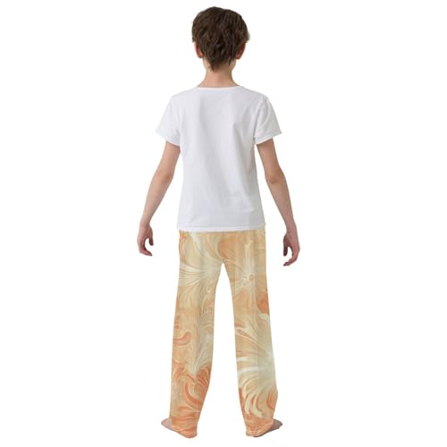 Boys' Pants Sunset Color Flowers Stripes Long Bottoms Jogger Pants Elastic Waist Trousers with Pockets S-XL3