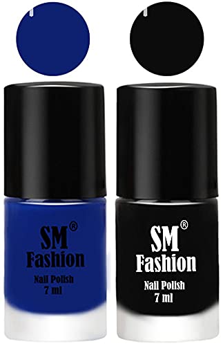 Image of Long Lasting Nail Polish | Nail Paint Combo 7 ml Each) - Set of 2 Blue-Black