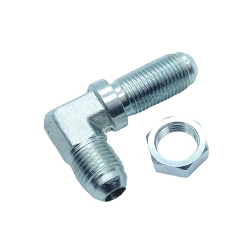 Image of 2 Piece 3 /8#6 JIC 37 Male Flare to #6 3 /8 JIC 37 Flare Bulkhead 90 Degree Elbow Hydraulic Steel Fitting