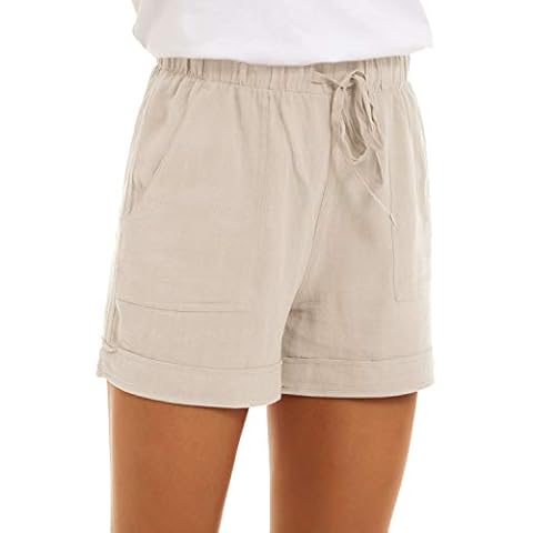 CNFUFEN Women's Shorts High Waist Loose Shorts Women's Jogging Pants Shorts Women's Shorts Large Size Casual Pants Beige XL Cover