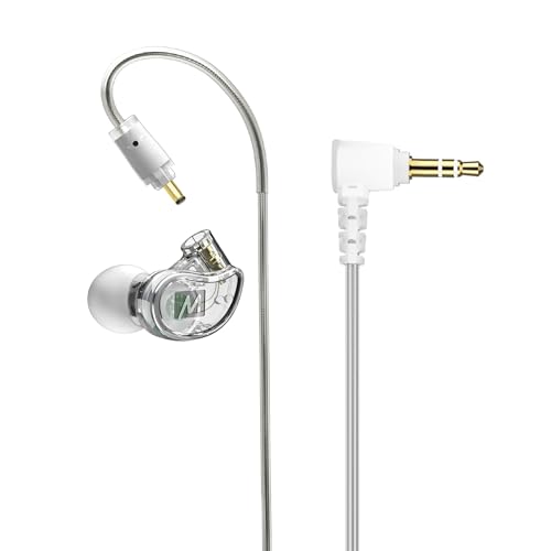 MEE audio M6 Single Side in Ear Earbud Left Side One Wired Earphone with 51 Cable Secure Fit Moldable Earhook & 3.5 mm Plug Stereo-to-Mono for Driving Cycling & More (Bulk Packaging Clear)