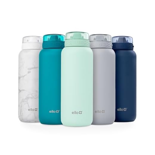 Ello Cooper Vacuum Insulated Stainless Steel Water Bottle with Soft Straw and Carry Loop, Double Walled, Leak Proof, Yucca, 32oz