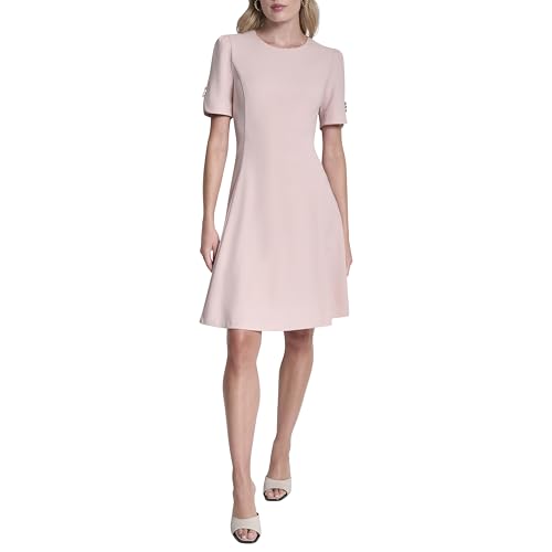 Image of DKNY Women's Button Short Sleeve Fit and Flare Dress