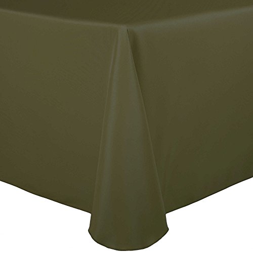 Ultimate Textile -3 Pack- 52 x 70-Inch Oval Polyester Linen Tablecloth, Olive Green