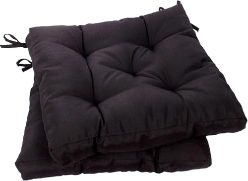 Viste tu hogar Pack 2 Cojines para Silla, 50x50x5 CM, Efecto Tridimensional, Relleno de 100% Poliéster, Ideal para Comedor, Salon, Patio y Restaurante, Color Negro, Fabricado en España