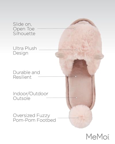 MeMoi Bunny Hop Pom-Pom Open Toe Plush Slippers3