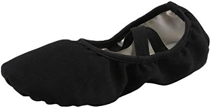 missfiona Women Canvas Ballet Slippers Dance Shoes Adult Practice Yoga Flat Belly Shoes(10, Black Band)