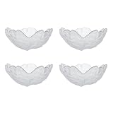 Vitbunana Japanese Seasoning Dishes 4Pcs，Frosted Glass Appetizer Plate, Sakura Sushi Soy Sauce Bowl