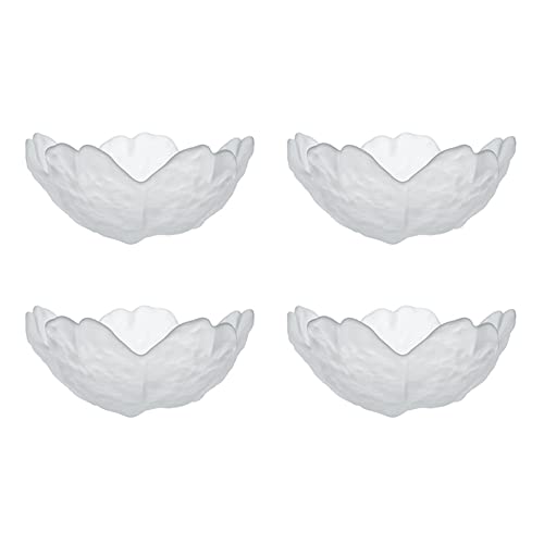 Vitbunana Japanese Seasoning Dishes 4Pcs，Frosted Glass Appetizer Plate, Sakura Sushi Soy Sauce Bowl, Appetizer Plate, Dessert Bowl, Fruit Plate (Frosted White) #TOP18