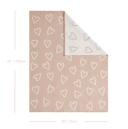 Image of CREVENT 30 inchX40 inch Cozy Soft Warm Chenille Baby Blanket for Girls Boys, Newborn Essentials for Infant, Baby Shower Receiving Gift - Pink Heart