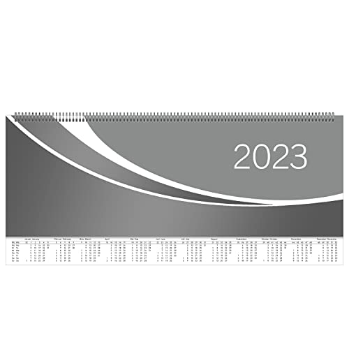 Idena 13930 - Tischkalender 2023 quer, premium grau, 298 x 105 mm, Wochenplaner, Querkalender