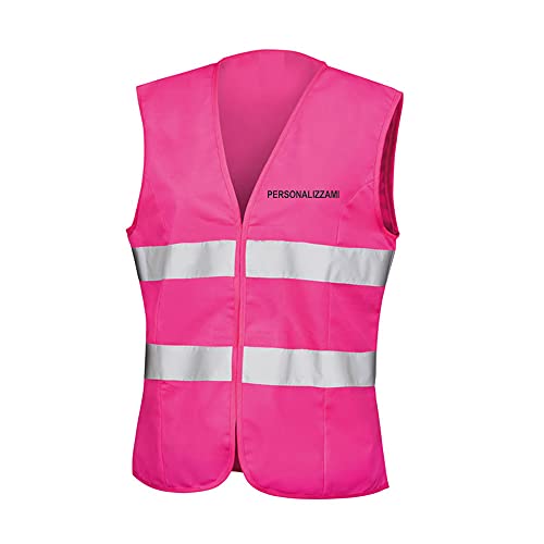 Fashion Graphic Gilet Alta visibilità Donna Personalizzato Una Riga Catarifrangente Giubbotto (Fucsia, S)
