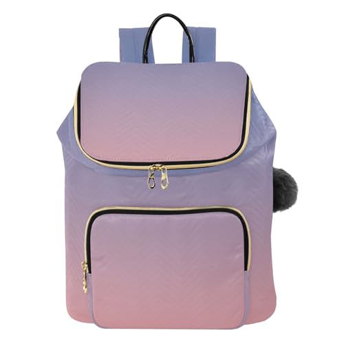 Sac à dos tendance pompon bleu rose pour femme idéal pour le voyage léger