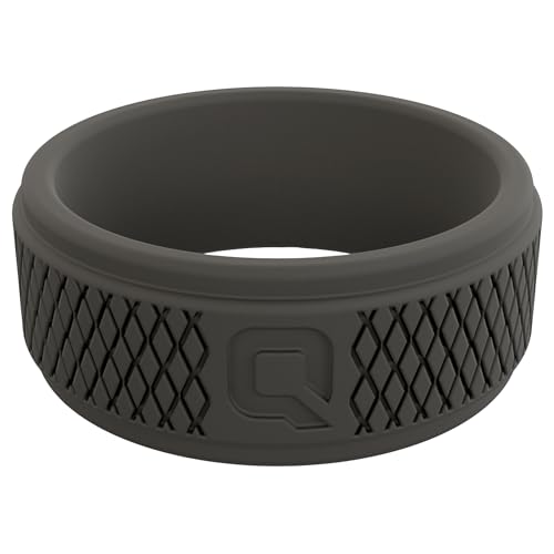 QALO Q2X Silicone Ring for Men, Reinforced Heat Resistant Design – 8.5mm Wide x 2.5mm Thick Band, Flexible All-Day Comfort – Men's Wedding Band Silicone for Active Work, Training – Dark Grey, Size 08