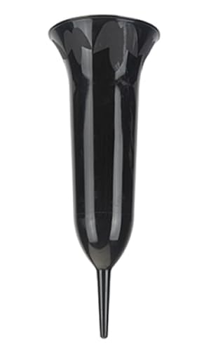 Black Spiked Memorial Grave Flower Vase Holder 32cm – Durable Weatherproof Plastic Vase with Ground Stake – Elegant Black Design for Graveside Floral Tributes