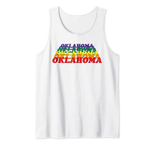 Oklahoma State Gay Pride Rainbow Word Design Camiseta sin Mangas