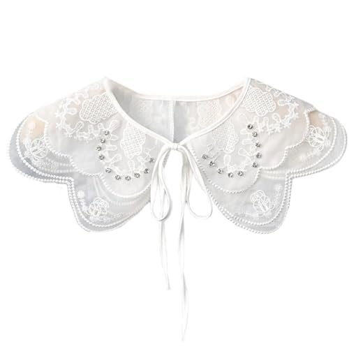 Cuello falso desmontable para niñas, accesorio para sudadera con capucha y vestido para mujer y niña, media camisa, cuello bordado, camisa para mujer, Tiras blancas perforadas, Talla única