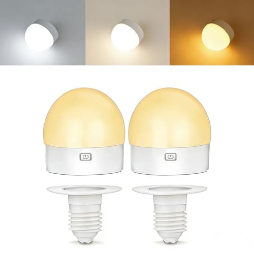 Morotty Bombilla Recargable, Bombillas E27 Con Base MagnéTica Desmontable, Mando A Distancia Y Temporizador Para LáMparas Sin Cableado, LáMparas De Mesa Y LáMparas De Noche, Pack de 2