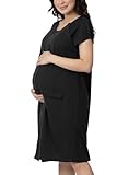 Kindred Bravely Labor and Delivery Gown | 3 In 1 Postpartum Nursing Hospital Gown (Black, XL/XXL)