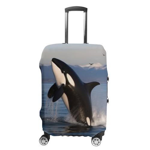 Killer Whale Luggage Cover Tsa Approved Suitcase Covers for Luggage Elastic Washable Suit Case Covers Anti-Scratch Travel Luggages Sleeve Suitcase Protector Fits 19-30 Inch Case(M)