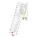 12-Step Wall-Mounted Attic Ladder, Al-Mg Alloy Collapsible Attic Ladder Pull Down System 880LBS Capacity Loft Stairs with Armrests (White)