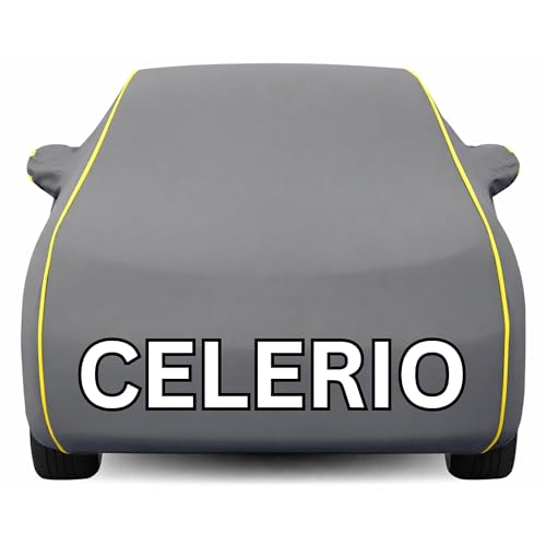 Image of Kayme Premium Grey Celerio Car Cover Waterproof for (All Models & Variants - Petrol, Diesel, CNG & EV) |Speacially Custom Fit with Mirror Pockets |All-Weather Protection - Outdoor Car Body Cover