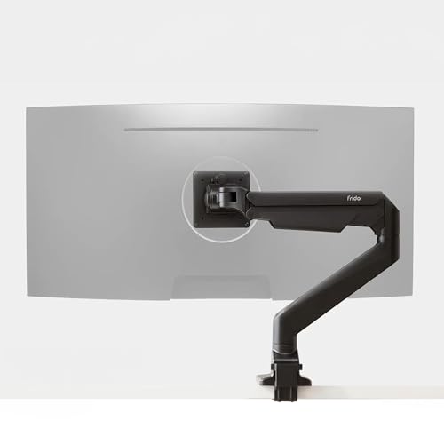 Image of Frido ErgoLuxe Single Monitor Arm Desk Mount, Height Adjustable Gas Spring Monitor Stand for Desk with Tilt, Swivel & Rotation,VESA Desk Mount for 17-38 inch Flat,Curved & Ultrawide Monitors,2-10kg, Black