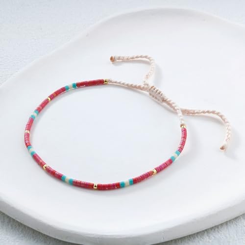 Image of KELITCH Boho Women Crystal Shell Beaded Friendship Bracelets Handmade Strand Bracelet Bangles Jewelry