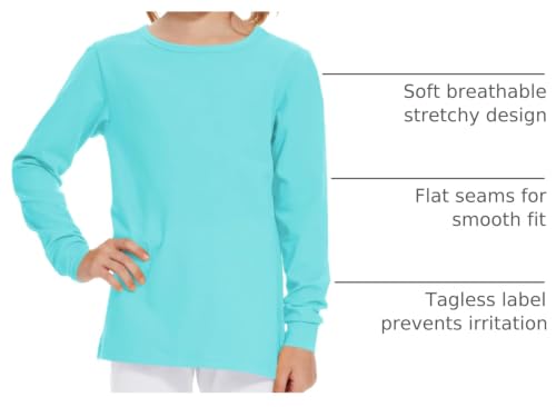 Image of 3T 4T 5T to 12 Years Girls Long Sleeve Shirts Kids Cotton T-Shirt Toddler Basic Crew Neck Top