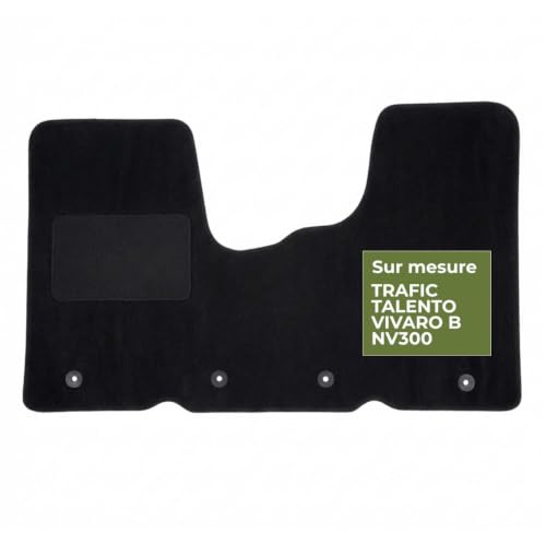 Tapis De Sol Utilitaire Moquette - sur Mesure Renault TRAFIC/Fiat TALENTO/Opel VIVARO B/Nissan NV300 (Dès 06/2014) - Antidérapant - Clips De Fixation -...
