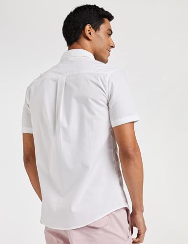 Image of Amazon Brand - Symbol Men's Cotton Shirt | Casual | Plain | Half Sleeve - Regular Fit (Available in Plus Size) (White + Granite Green S) (Combo Pack of 2)