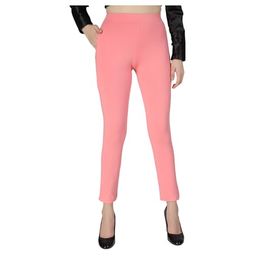 Image of ON&ON Women's Cotton Stretchable Slim Fit Straight Pants Trouser for Casual Wear and Office Wear