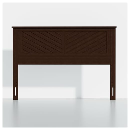 ComfIQ Serene Queen Size Wood Headboard Diagonal Panel Design in a Stained Walnut Finish