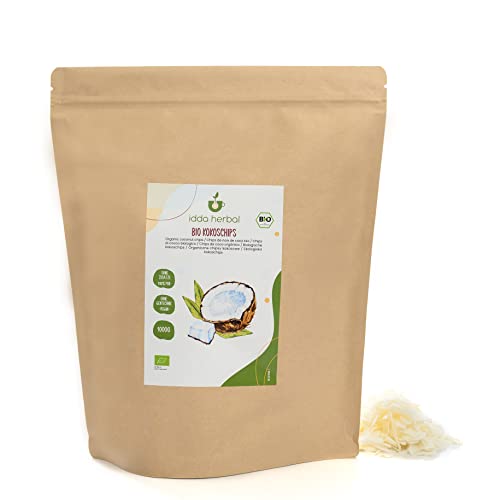 Chips de Coco Orgánico (1kg), Sin Azúcar y Sin Tostar, Chips de Coco de Cultivo Ecológico, 100% Natural y Puro, Snack Listo para Comer, Vegano