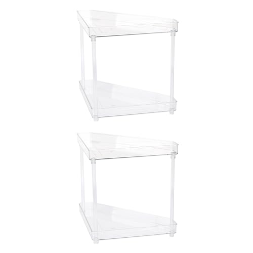 YBM HOME Elegant 2-Tier Lucite ​Plastic Bathroom Vanity Office Countertop Corner Rack, 1221-2