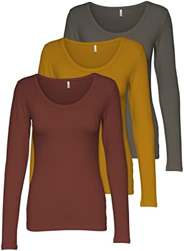 ONLY 3-pack dames shirt met lange mouwen zwart en wit lange mouwen basic longsleeve zomer van 95% katoen XS S M L XL 15209156, Pack van 3 Kleur Mix 2, XS ONLY 3-pack dames shirt met lange mouwen zwart en wit lange mouwen basic longsleeve zomer van 95% katoen XS S M L XL 15209156, Pack van 3 Kleur Mix 2, XS