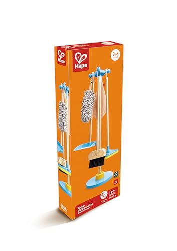 Juego de limpieza con escoba Hape de madera resistente para niños 7