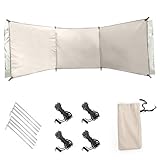 Pesoncarl Wind Screen 98x28in Foldable Wind Blocker 210D Silver Coating Camping Windbreaks with Grommet 3 Panel Screen for Outdoor Beach Lawn Privacy, Houses