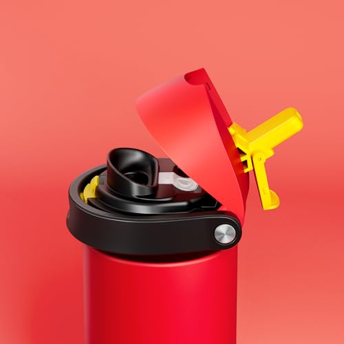 Image of 18 oz Kids Water Bottle for Sports: Meoky 18 oz Stainless Steel Insulated Water Bottle with 2-in-1 Straw and Spout Lid - Leak Proof, Cold for 24 Hours, BPA-Free for Teens Boys Girls, Heroic Red