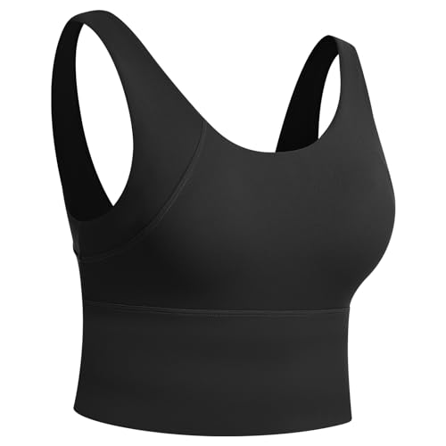 OMEWEE Women's Sports Bra,high Waist Yoga Bras for Women,V-Back Sports Bra with Padding,Suitable high Intensity Sports Bra Black M