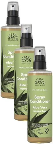 Urtekram Aloe Vera Leave-In Spray Conditioner Bio, regenerierend, 250 ml (Packung mit 3)