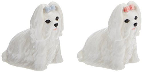 Cosmos Gifts Ceramic Maltese Salt and Pepper Set, 2-7/8-Inch