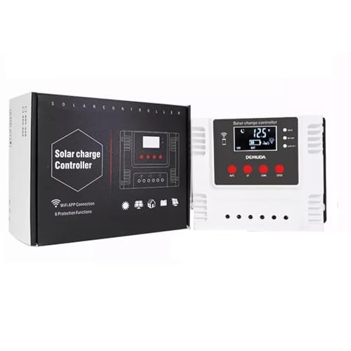 Image of amiciSmart WiFi Solar Charge Controller, Intelligent Lithium Battery Regulator for Solar Panel LCD Display with 5V USB Port 12V /24V /48V, 1.04kW (20A)