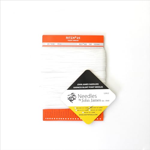 Hilo Ritza 25 Tiger encerado 0.8 mm blanco para cuero miniatura 3