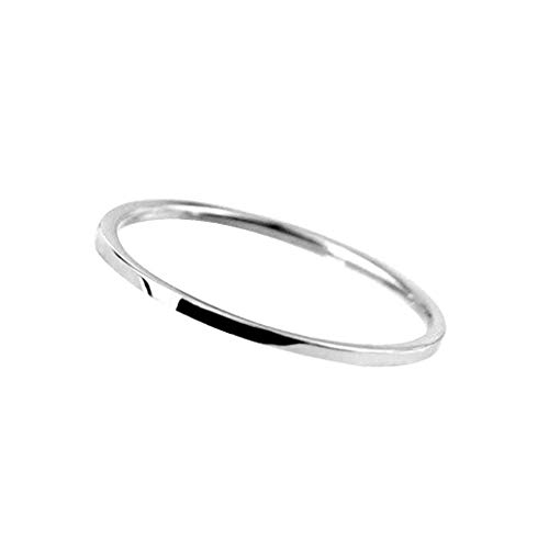 OUOULAJY Anillo de acero inoxidable de diseño simple de 1 mm, suave, fino, para mujer, hombre, niño, niña, joyería de mano, regalo de compromiso, plata US 4#, US 8#, poliéster