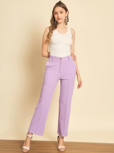 Women’s Regular Fit Comfort Solid Purple Trousers – Versatile Office & Casual Wear Pants2